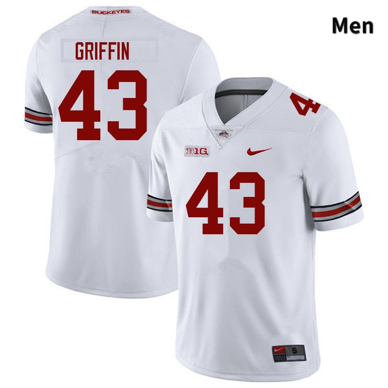 Men's Ohio State Buckeyes #43 Diante Griffin White Authentic College Stitched Football Jersey 23FQ045PV